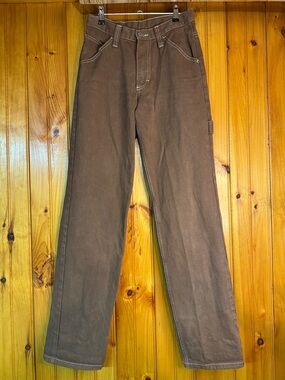 John Galt Brandy Melville Brown Carpenter Jeans with White Contrast Stitching